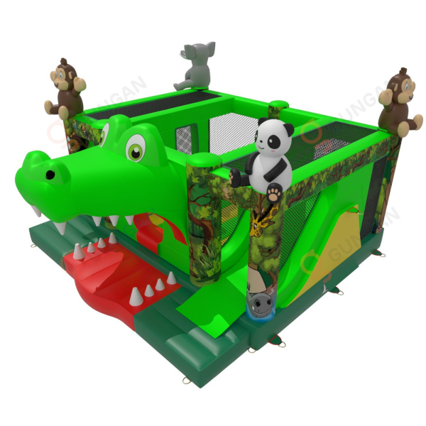 Dmuchany plac zabaw "krokodyl" w motywie dżungli  - 4