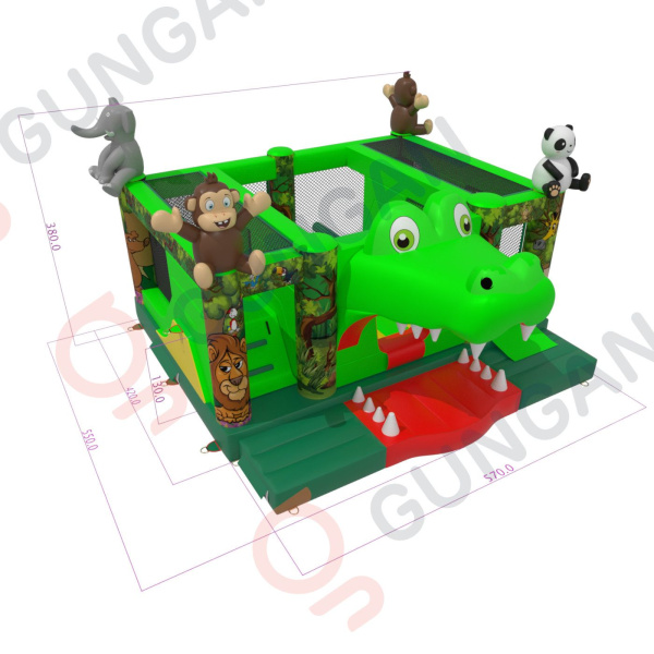 Dmuchany plac zabaw "krokodyl" w motywie dżungli  - 6