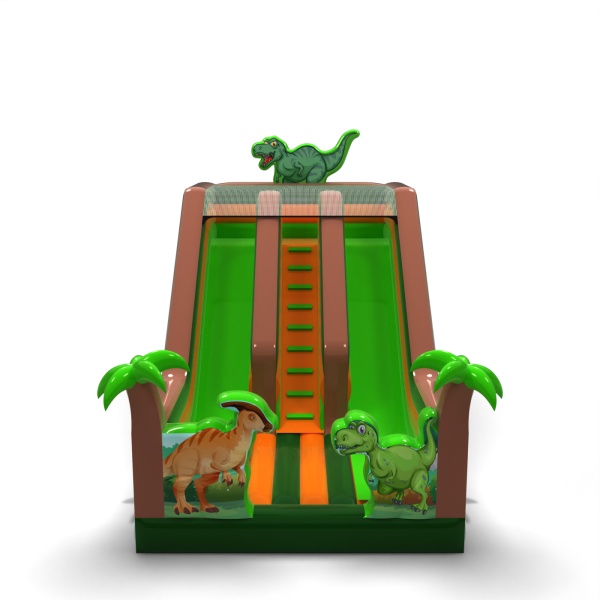 Podwójna dmuchana zjeżdżalnia z nadrukiem w motywie dinozaurów